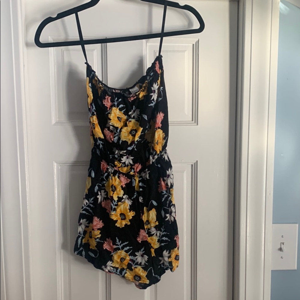 Floral Black Sleeveless Top with Shorts